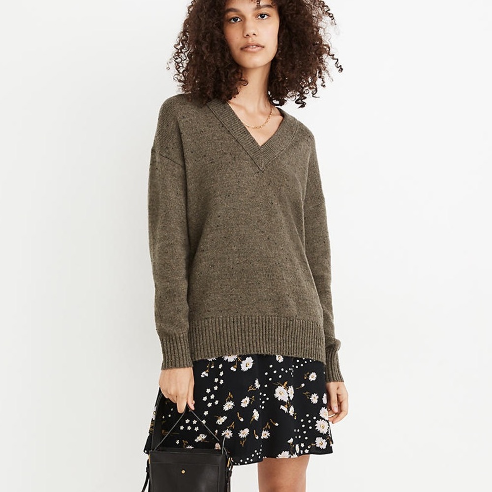 Madewell Donegal Bartlett V-Neck Pullover Sweater Green XS